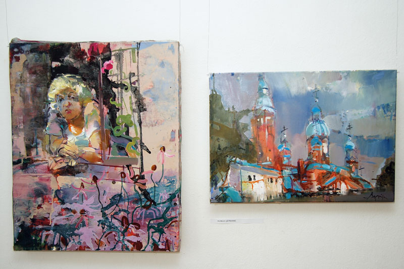 Autors: Agnija Ģērmane. Baušķeniece Upes ielā. Bauskas pareizticīgo baznīca. Mākslas plenērs Bauskā. 2011.g.