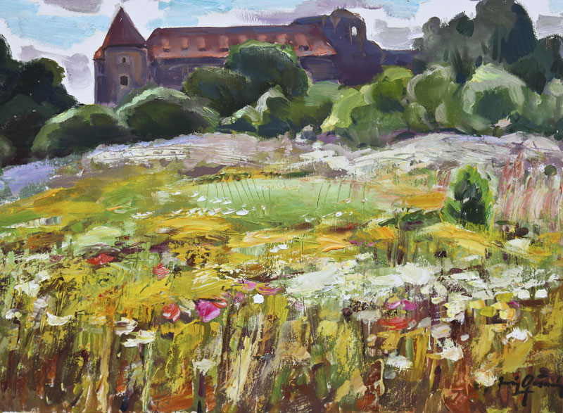 Autors: Juris Ģērmanis. Skats uz Bauskas pili. Mākslas plenērs Bauskā. 2011.g.