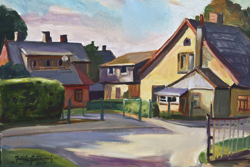 Autors: Juris Ģērmanis. Vakara skice Bauskā. Mākslas plenērs Bauskā. 2011.g.